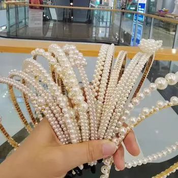 15 стилей, роскошные ободки для волос с большим жемчугом, женские обручи для волос с бантом и подсолнухом, аксессуары для волос для девочек, модные украшения, повязка на голову 13