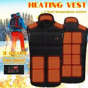 15 температурный дисплей с подогревом, жилет, теплая зимняя теплая электрическая USB-куртка для мужчин и женщин, нагревательное пальто, термопальто XL