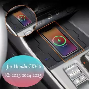 15 Вт автомобильная беспроводная зарядная панель для Honda CRV 6 CR-V RS 2025 2024 2025 центральная консоль держатель телефона быстрое зарядное устройство пластина аксессуары чёрный