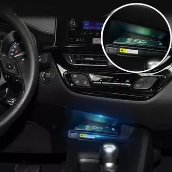 15 Вт автомобильная беспроводная зарядная панель для Toyota C-HR CHR AX10 AX50 2018~2025 держатель для телефона быстрое зарядное устройство коврик пластина лоток панель аксессуары чёрный