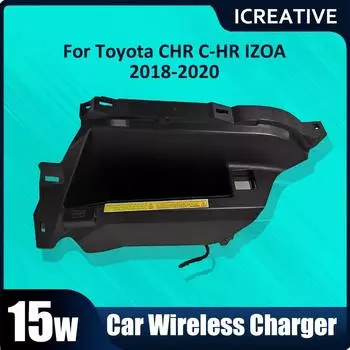 15 Вт автомобильное беспроводное зарядное устройство Qi для телефона с быстрой зарядкой, держатель для телефона для Toyota CHR C-HR 2018 2019 2020, автомобильные аксессуары 10mm чёрный