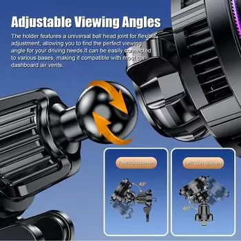 15 Вт Беспроводное крепление для телефона Зарядное устройство с ледяным охлаждением Магнитный держатель для телефона с цветным чёрный