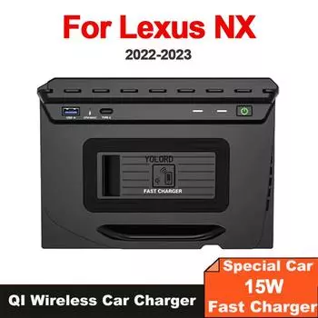 15 Вт быстрый держатель для мобильного телефона зарядная пластина внутреннее автомобильное беспроводное зарядное устройство Qi для Lexus NX 350H 2022 2023 чёрный