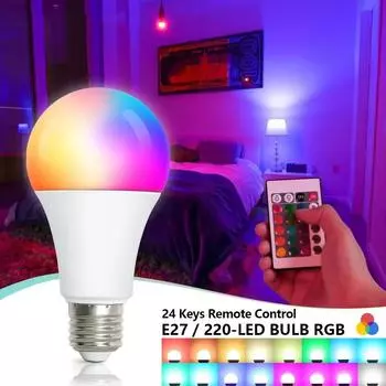 15 Вт E27 RGB светодиодная лампочка с пультом дистанционного управления, регулируемая яркость, сменная цветная лампочка 220 В RGB для декора бара для вечеринок