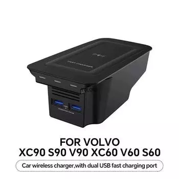 15 Вт мобильное беспроводное зарядное устройство для автомобиля USB плата быстрой зарядки для Volvo XC90 S90 V90 XC60 S60 V60 аксессуары для стайлинга автомобиля чёрный