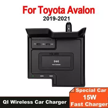 15 Вт мобильный телефон QI QC3.0 USB беспроводное зарядное устройство беспроводная зарядная плата для Toyota Avalon 2019-2021 чёрный