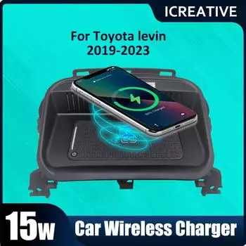 15 Вт Qi быстрая зарядка автомобильное беспроводное зарядное устройство Pad авто Android телефон iPhone аксессуары для интерьера для Toyota Levin 2019-2023 чёрный