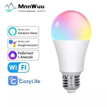 15 Вт Wi-Fi умная лампа CozyLife APP E27 светодиодная умная лампа работает с Alexa Google Home Yandex Alice 85-265V RGBCW таймер с регулируемой яркостью 1 Pcs CozyLife Bulb
