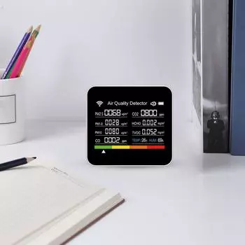 15 в 1 CO2-метр многофункциональный цифровой PM2.5 PM1.0 PM10 PM10 HCHO TVOC CO CO2-метр тестер температуры и влажности для дома чёрный