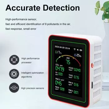 15 в 1 WiFi измеритель качества воздуха бытовой CO CO2 TVOC HCHO AQI PM0.3 PM1.0 PM2.5 PM10 детектор тестер температуры и влажности монитор