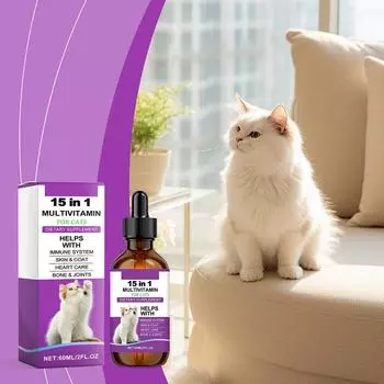 15 в 1 витаминная добавка для кошек натуральные растительные ингредиенты иммунитет питание и кожа промо-акция для кошек W7Y4 Black-One size