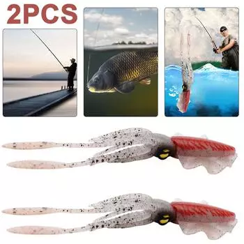 15cm Fishing Lure Octopus Squid 3D Eyes Luminous Bionics Soft Baits (Red) ?