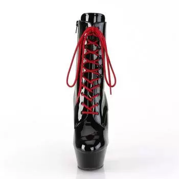 15Cm Hating Sky High Heel Skinny Heel Thick Bottom Waterproof Platform Red Lace-Up Boots 34 чёрный