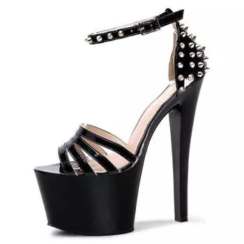 15CM high-heeled waterproof table, thin heel open-toe buckle with women s sandals, fish mouth rivets, high heels 34