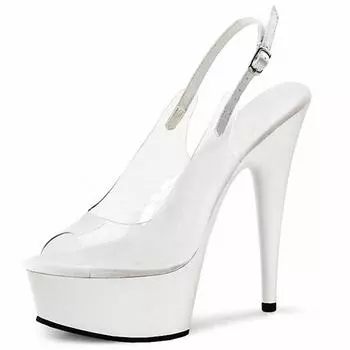 15Cm spring and summer new fish mouth shoes waterproof table empty stiletto high heels red bridal wedding shoes 34 белый