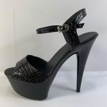 15Cm word with fish mouth cool boots women s summer short boots thin heel high heel transparent bottom dancing shoes open toe 34 чёрный