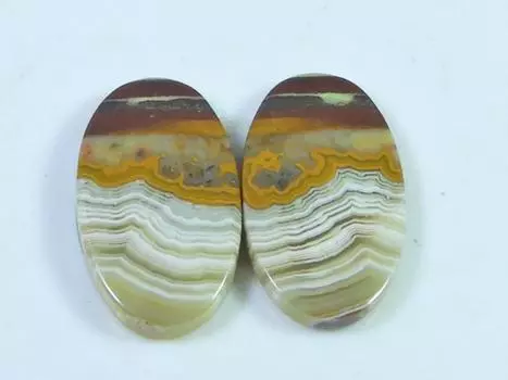 15Cts. Агат AAA Crazy Lace (12X20X02 мм каждый) Пара овальных кабошонов SK-3077