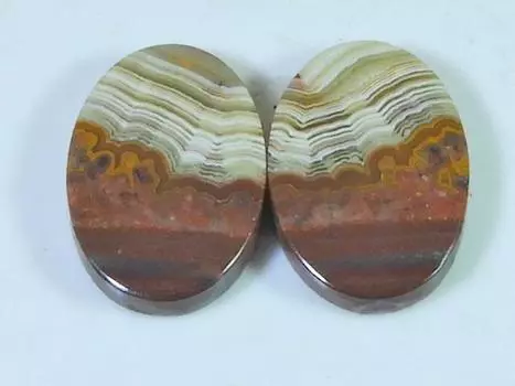 15Cts. Агат AAA Crazy Lace (13X18X02 мм каждый) Пара овальных кабошонов SK-3059