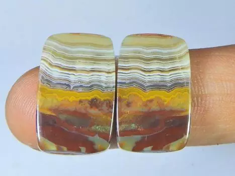 15Cts. Агат AAA Crazy Lace (13X19X2 мм каждый) Пара восьмиугольных кабошонов SK-3063