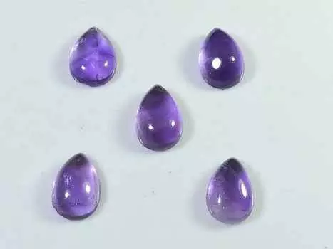 15Cts. Natural Amethyst Pear Crytsal Cabochon Gemstone 05Pcs Lot 08X12MM RQ-1791