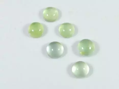 15Cts. Натуральный зеленый пренит круглый кабошон драгоценный камень россыпью 6 шт. лот 8X8MM RQ-1952