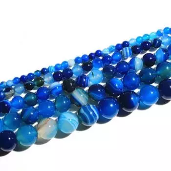 15inch Natural Round Blue Striped Agate Loose Beads 4/6/8/10 Mm for Jewelry Making DIY Beadbracelet and Exquisite Gift 4mm about 91Pcs