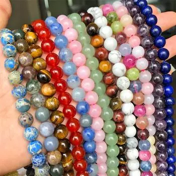 15 дюймов 61 шт. Бусины из натурального камня Turuoqise Lapis Lazuli Amazonite Amethyst круглые бусины для изготовления ювелирных изделий Diy Браслет 6 мм Matte Onyx