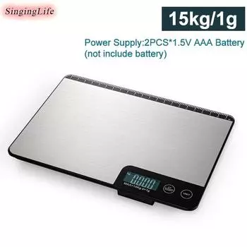 15 кг 1 г кухонные весы ЖК-дисплей электронные весы для выпечки кухонные весы из нержавеющей стали для взвешивания диетических пищевых продуктов с линейкой