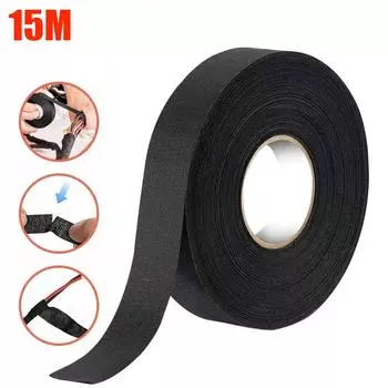 15M жгут проводов автомобильная тканевая лента клейкая с высоким сопротивлением шуму теплоизоляционная тканевая лента для обмотки проводки 0.9cm*15M чёрный