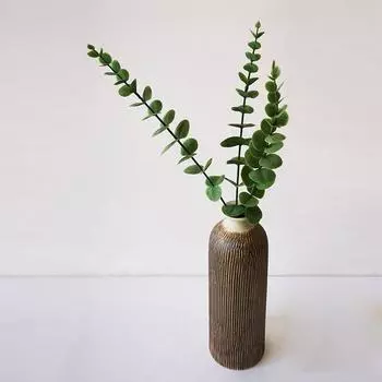 15pcs Artificial Green Plants Leave Greenery Stems with Frost for Vase Home Party Wedding Decoration Outdoor