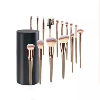 15PCS Cosmetic Brush Set Beauty Tools Loose Powder Brush Concealer Brush Highlighter Brush with Cosmetic Bag Cosmetic Bucket