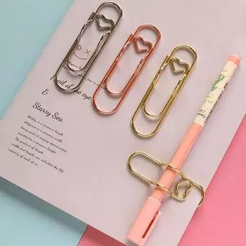 15Pcs Paper Clips Metal Pen Holder Clip School Bookmarks Photo Memo Ticket Clip Stationery Office School Supplies