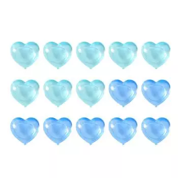 15PCS Reusable Ice Cube Cute Cartoon Heart Shaped Refreezable Washable Plastic Ice Cubes for Making синий