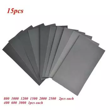 15Pcs Sandpaper 00 600 3000 800 1000 1200 1500 2000 2500 Grit Sand Paper Wet & Dry Sanding Paper Abrasive Tools CHINA