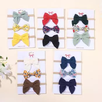 15Pcs/Set Cute Baby Sweet Print Bow Headbands Random for Girl Newborn Soft Elastic Hair Band Nylon Band Infant Headwear
