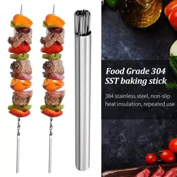 15Pcs/set Stainless Steel Barbecue Skewer Reusable BBQ Skewers Kebab Iron Stick For Outdoor Camping Picnic Tools Cooking Tools небесно-голубой