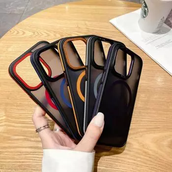 15ProMax15 Матовый магнитный чехол для телефона на ощупь для iPhone 15Pro — двухцветный магнитный костюм Phantom. iPhone 15 Pro