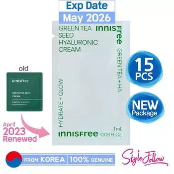 15шт/15мл_[INNISFREE] Гиалуроновый крем с семенами зеленого чая 1 мл (Образец Саше)