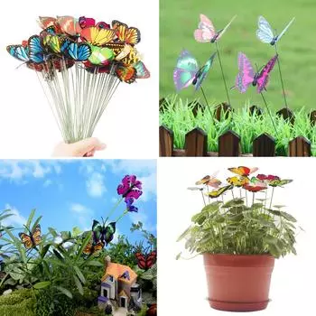 15шт искусственная имитация бабочки колья сад двор растение газон украшения Random Color & Style