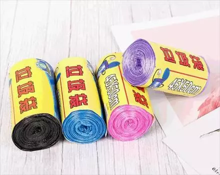 15шт одноразовые мешки для мусора со свернутыми плоскими черными полиэтиленовыми пакетами для домашнего использования One Size чёрный