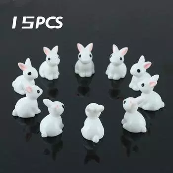 15шт прекрасный миниатюрный мини-кролик смолы сад фея орнамент цветок растение горшок