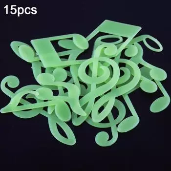 15шт Рождественская музыкальная нота светится в темноте стикер на стену 15pcs зелёный
