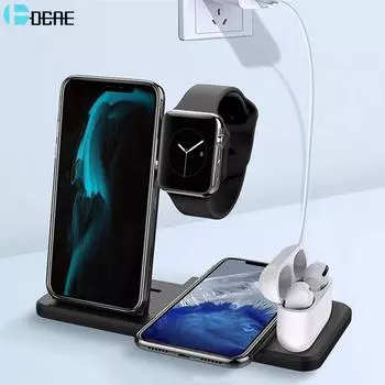 15w 3 в 1 док-станции беспроводного зарядного устройства складная зарядная подставка для Airpods Pro 2 in 1 чёрный