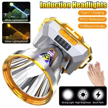 15W maximum range: 200-500 meters waterproof TP90 head mounted strong light USB rechargeable headlight