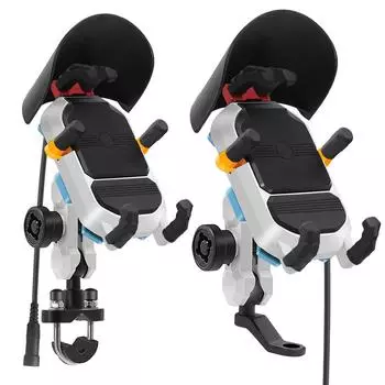 15W Wireless Charging Cellphone Support 360 Degree Rotating Mobile Phone Bracket Telescopic Motorbike Phone Support Shockproof