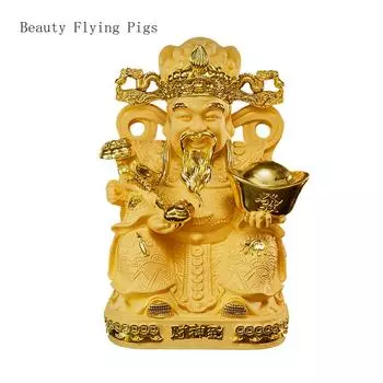 15x13x25cm Chinese resin God of Wealth decoration, living room, home furnishings, handicrafts, store opening gifts 15x13x25cm