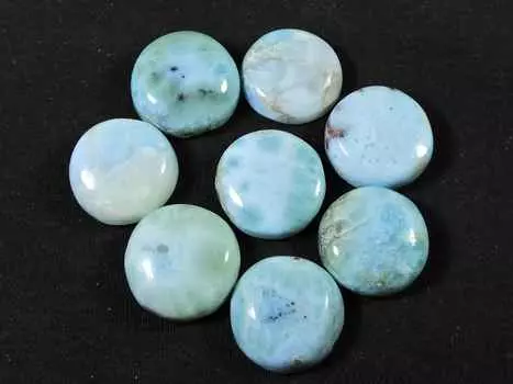 15X15MM натуральный голубой ларимар круглый кабошон драгоценный камень россыпью 8 шт. лот 87 карат. RQ-1726