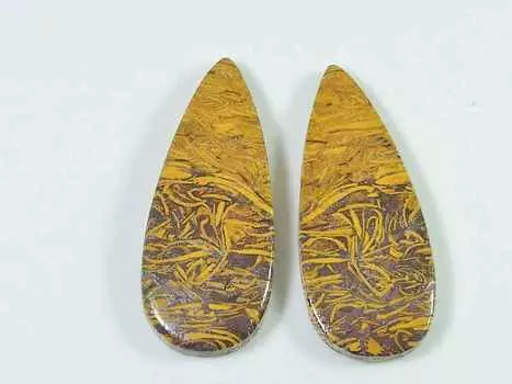 15X39X05 MM Natural Mariam Jasper Matched Pair Cabochon Pear Gemstone 48Cts SK-3416