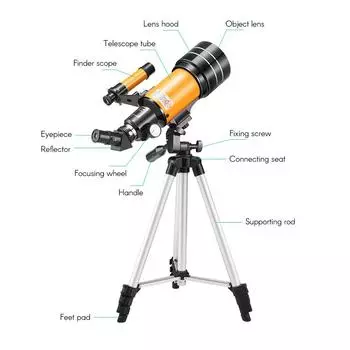 15X-150X 70 мм астрономический преломляющий монокулярный телескоп с большой апертурой и штативом окуляра от пыли разноцветный