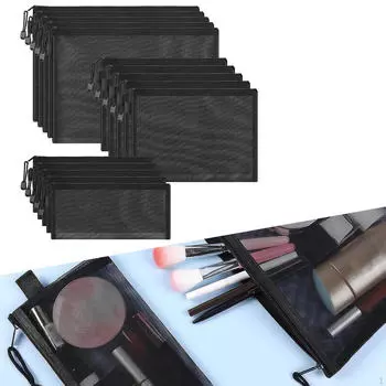 15x сетчатых сумок на молнии, косметичек, большой емкости, портативная косметика для макияжа